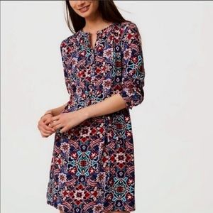 Loft print dress with tie waist